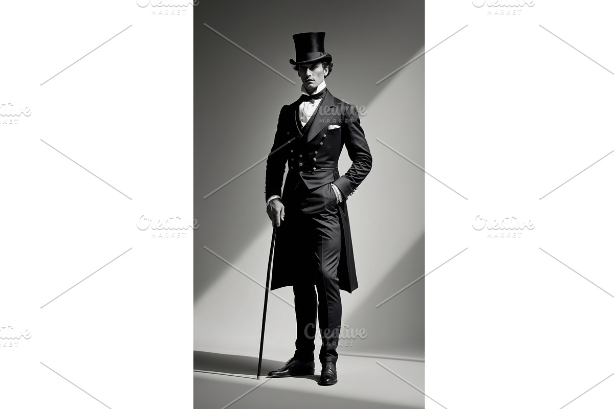 Elegant man in vintage formal attire, an Illustration by tilialucida