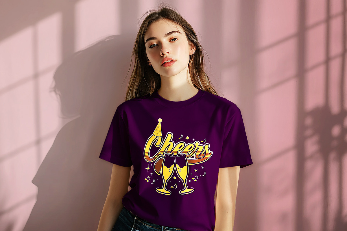 Cheers Digital T-Shirt Design, a Graphic by Vector Portal (Photo 4 of 6)