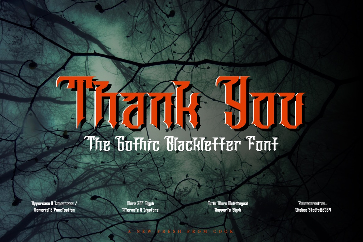 Withceyrs - Gothic Blackletter Font, a Blackletter Font by Dhabee (Photo 4 of 15)