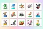 3D Cartoon Animals Icon Set, an Animal 3D Model by Flat Icons (Thumbnail 7 of 8)