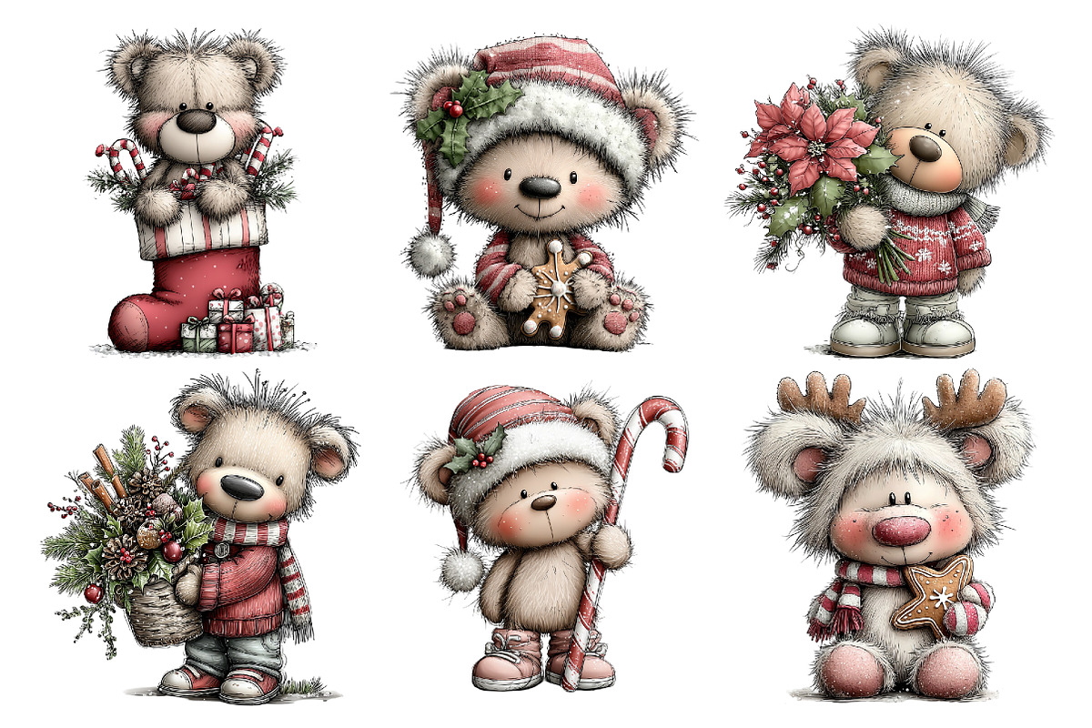 Whimsical Christmas Teddy Bear PNG, an Animal Illustration by Creative Art (Photo 4 of 6)