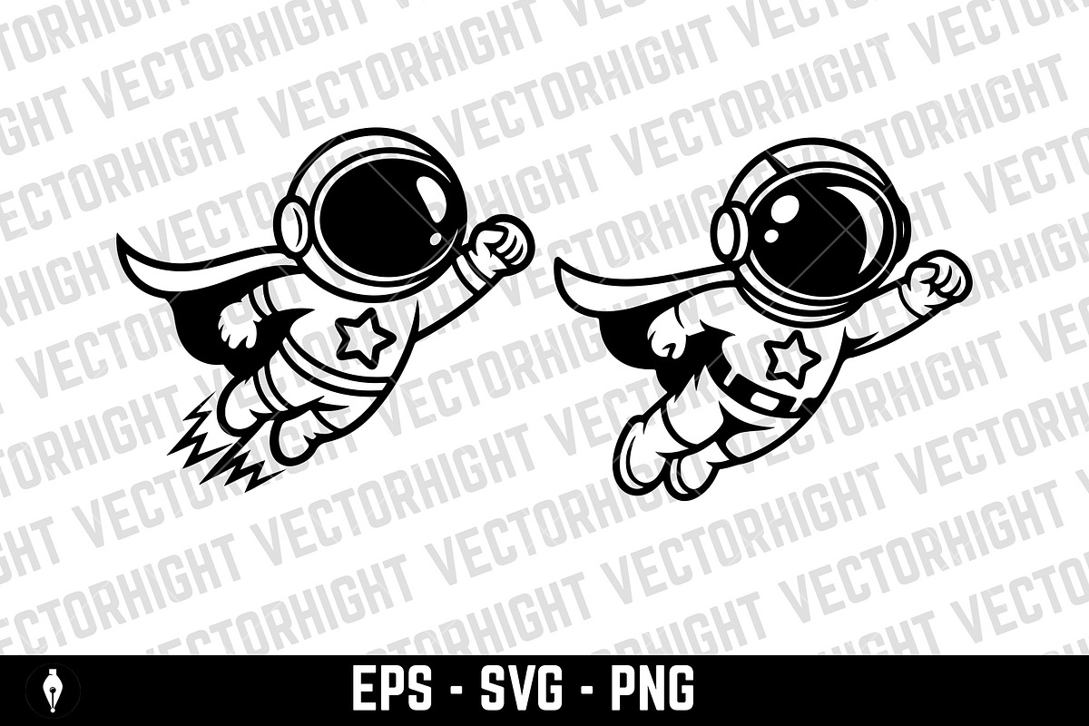 Superhero astronaut flying, a Technology Illustration by Vectorhight (Photo 3 of 3)