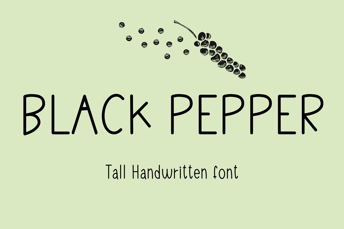 Black pepper - Tall handwritten font, a Sans Serif Font by Sk designs (Photo 1 of 8)