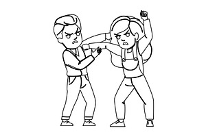 conflict kid boy girl fight vector, a Person Illustration by pikepicture