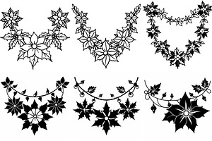 Christmas garland and poinsettias, a Graphic by Billah Hub
