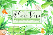 Fresh Watercolor Aloe Vera Set, a Healthcare Illustration by beehouse studio (Thumbnail 1 of 9)