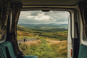 Scenic view from van in countryside, a Photo by Beautiful things