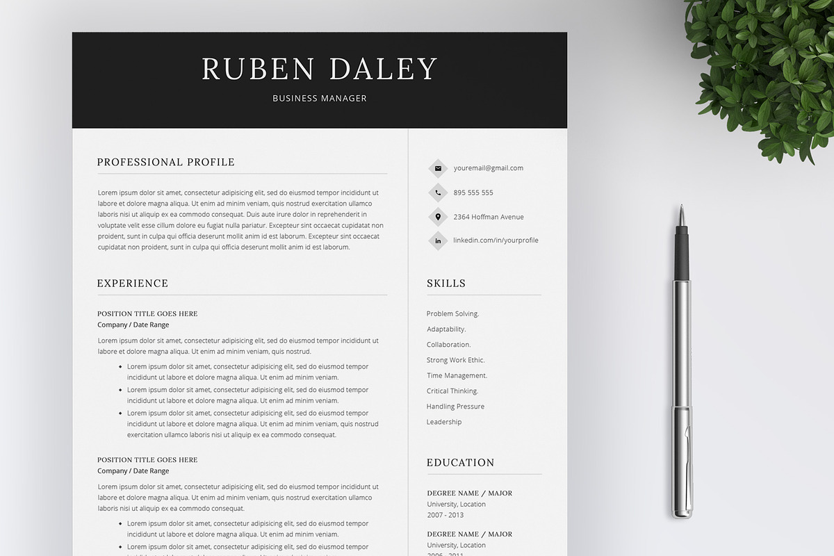 Resume Template / CV / 4 Peges, a Resume Template by SalientResume (Photo 1 of 5)