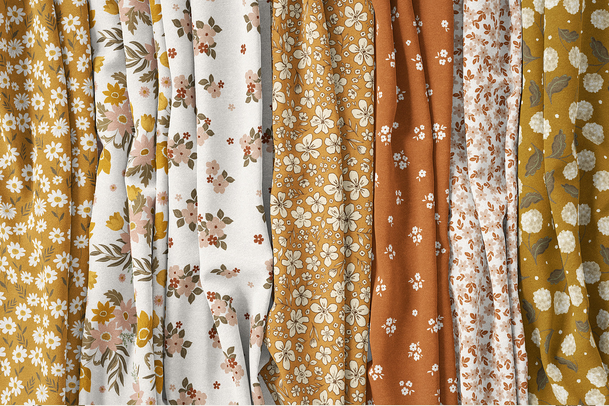 Warm Florals pattern & clipart, a Pattern Graphic by Cozy pattern shop (Photo 2 of 11)