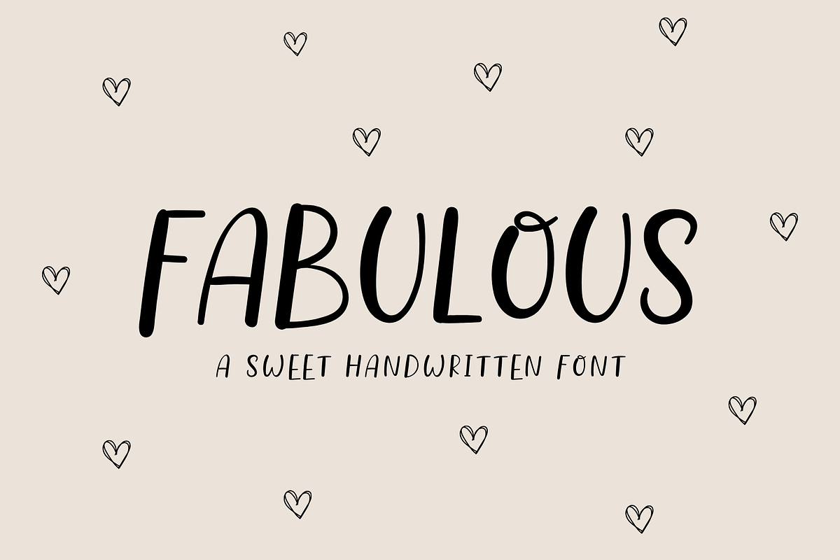 Fabulous Cute Font, a Script Font by Sofia Skoog (Photo 1 of 12)