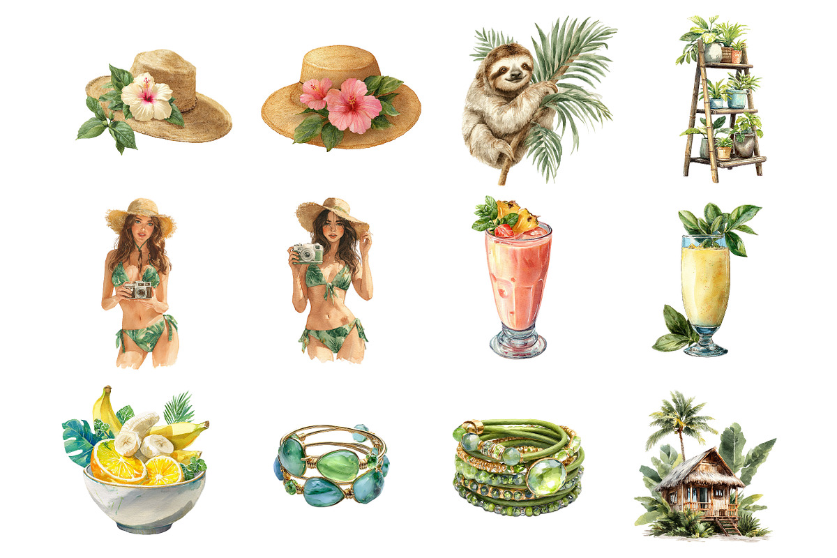 Tropical Summer Clipart, an Illustration by DreamArtGraphic (Photo 3 of 4)