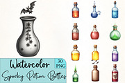 Spooky Potion Bottles Clipart, an Illustration by CrexoraLab (Thumbnail 1 of 5)