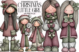 Christmas Little Girl Clipart, an Illustration by Daily.Designs