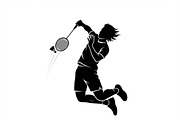 60 Badminton Player Smash Silhouette, a Person Illustration by Amazin_art (Thumbnail 31 of 37)