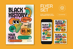 Black Orange History Month Flyer Set, a Flyer Template by graphicook