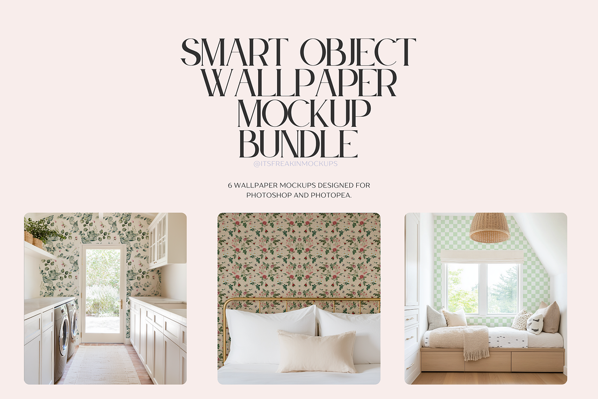 Smart Object Wallpaper Mockup Bundle, a Household Mockup by ItsFreakinMockups (Photo 1 of 3)