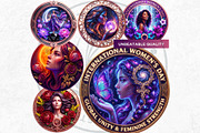 Women's Day Round Cliparts V3, a Seasonal Illustration by ThatsDesignArt (Thumbnail 10 of 11)