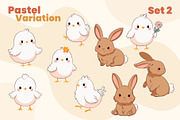 Cute Spring Bunny and Chick Set, a Seasonal Illustration by moja doodle (Thumbnail 5 of 6)