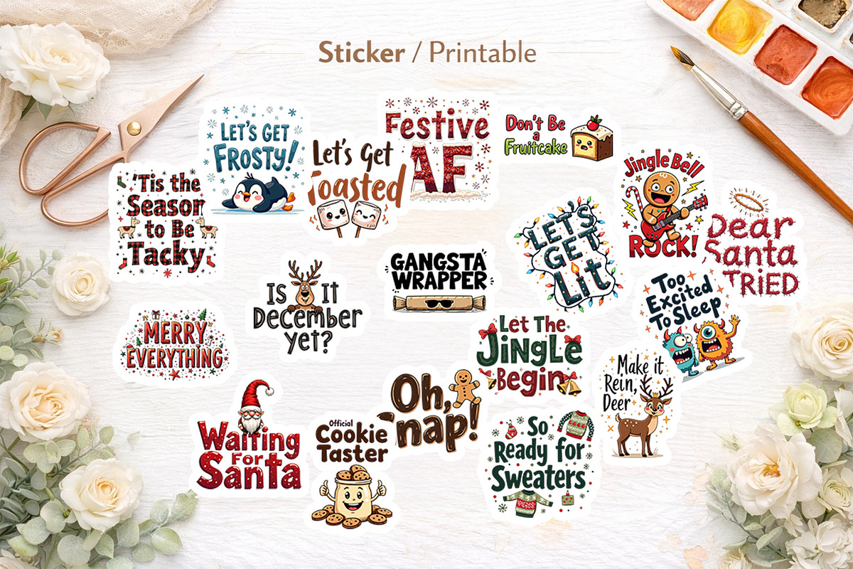 40 Ugly Cute Christmas Quotes, an Illustration by Artnoy (Photo 7 of 8)