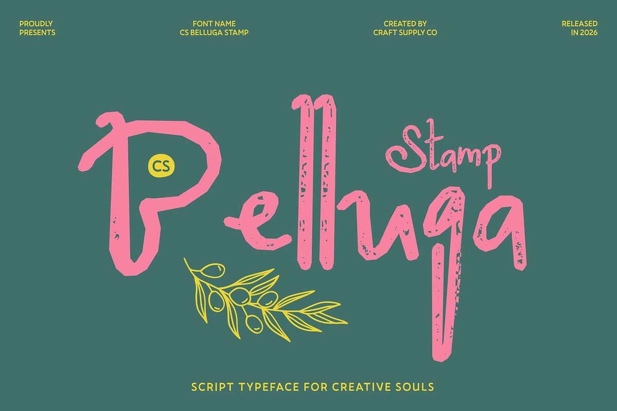 CS Belluga Stamp, a Handwritten Font by Craft Supply Co. (Photo 1 of 8)
