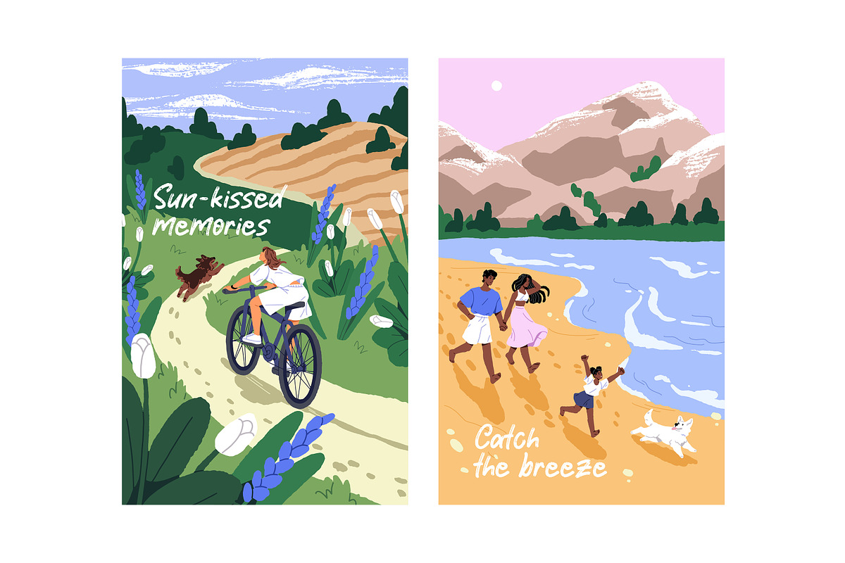 Summer holidays posters set, a Seasonal Illustration by PaperTrident (Photo 2 of 3)