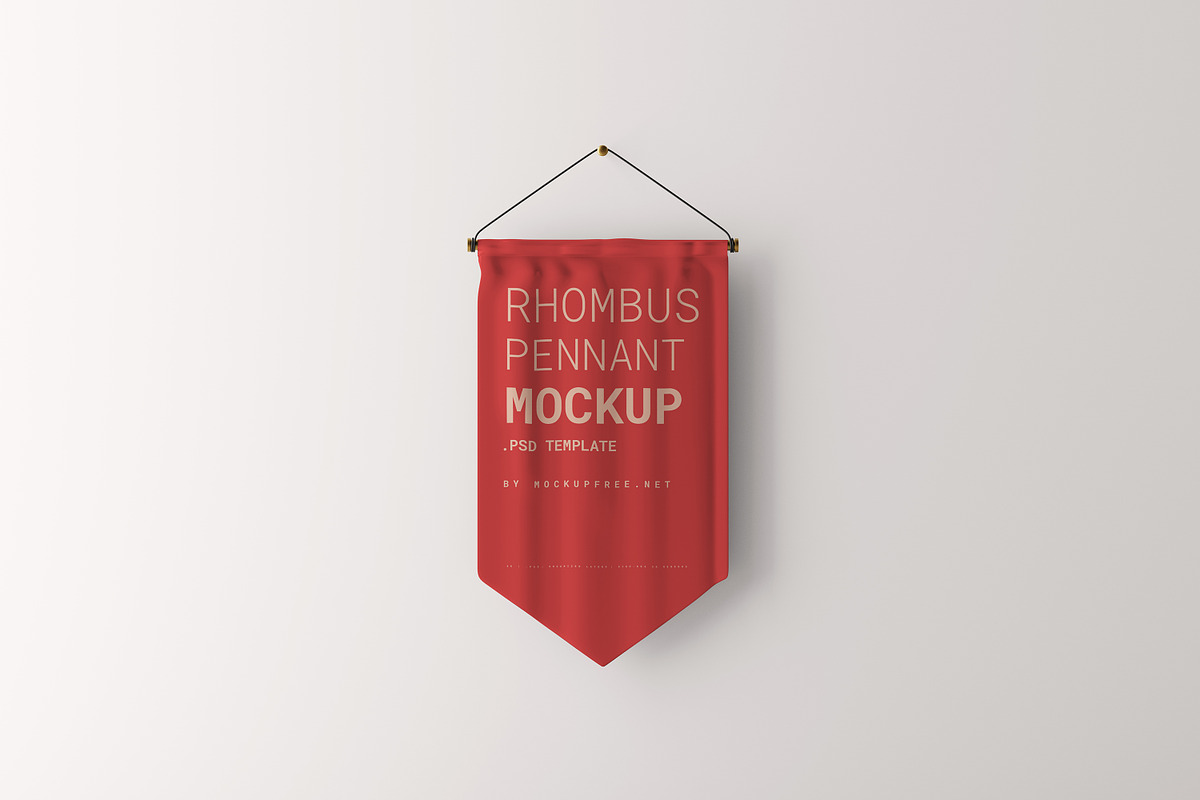 Rhombus Pennant Mockup, an Advertising Mockup by MockupFree.Net