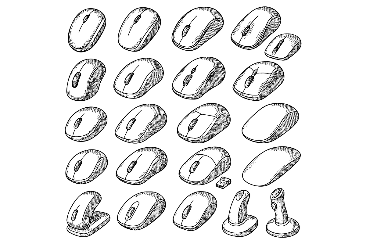 Mouse Types Engraved Collection, an Object Graphic by nikagraphic