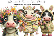 Whimsical Easter Cow Clipart, an Illustration by Black Bird Studio (Thumbnail 1 of 5)