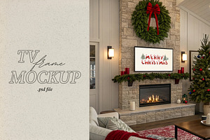 Christmas Holiday Framed TV Mockup
