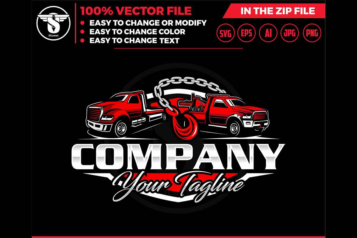 tow truck logo, a Branding & Logo Template by slLametDesigns