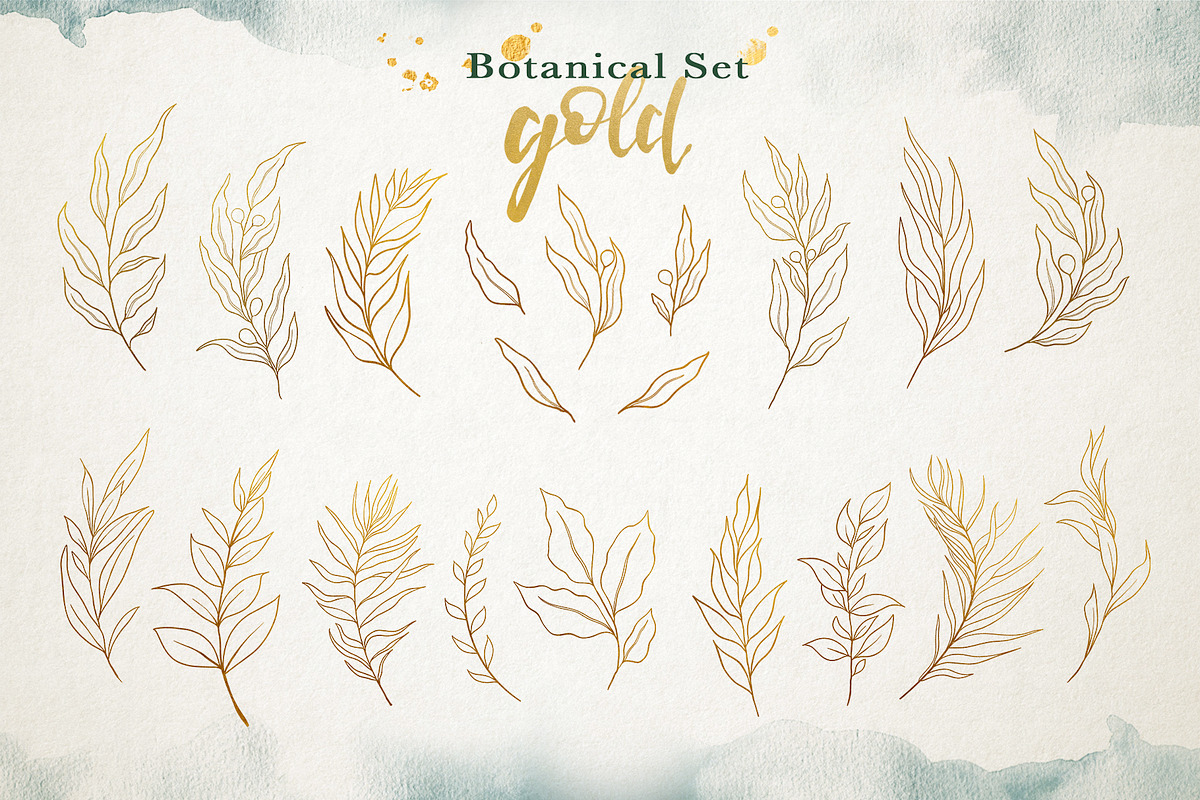 Watercolor & Gold Leaf Branch, a Decorative Illustration by Papatongartist (Photo 11 of 12)