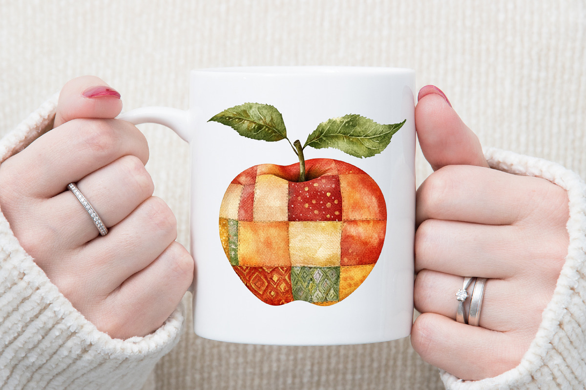 Watercolor Apple Patchwork Clipart, an Illustration by Sublimation Artist (Photo 5 of 6)