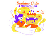 4 Birthday Cake Vector Illustration, a Food Illustration by denayunebgt (Thumbnail 1 of 4)