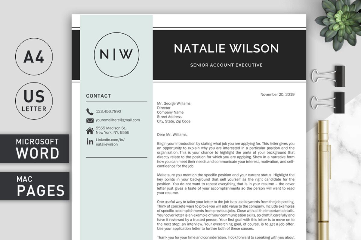 2 Page Resume Template | CV Template, a Resume Template by Klamp Studio (Photo 4 of 8)