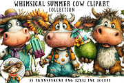 Whimsical Summer Cow Clipart, an Illustration by OK Design (Thumbnail 1 of 6)