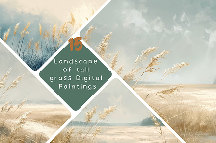 15 Landscape tall grass Paintings, a Decorative Illustration by Virgo Studio