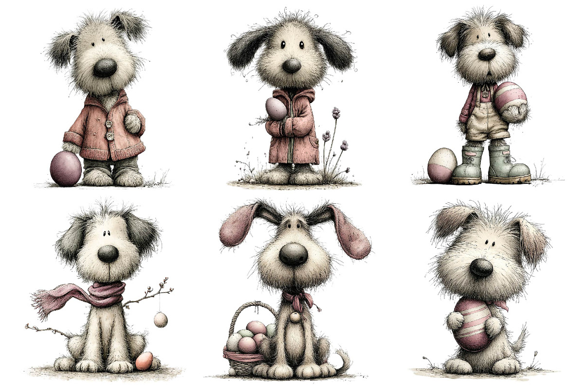 Whimsical Easter Dogs Clipart, an Illustration by DreamPrint404 (Photo 4 of 7)