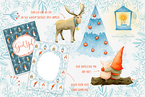 Christmas Gnomes Watercolor Winter