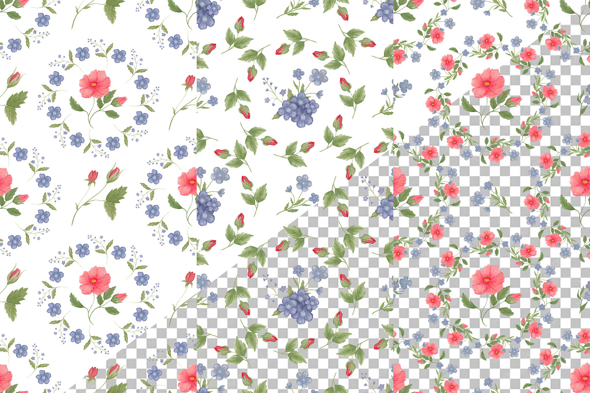 Rose & Forget Me Not Patterns, a Pattern Graphic by Nadia Semyroz (Photo 2 of 6)
