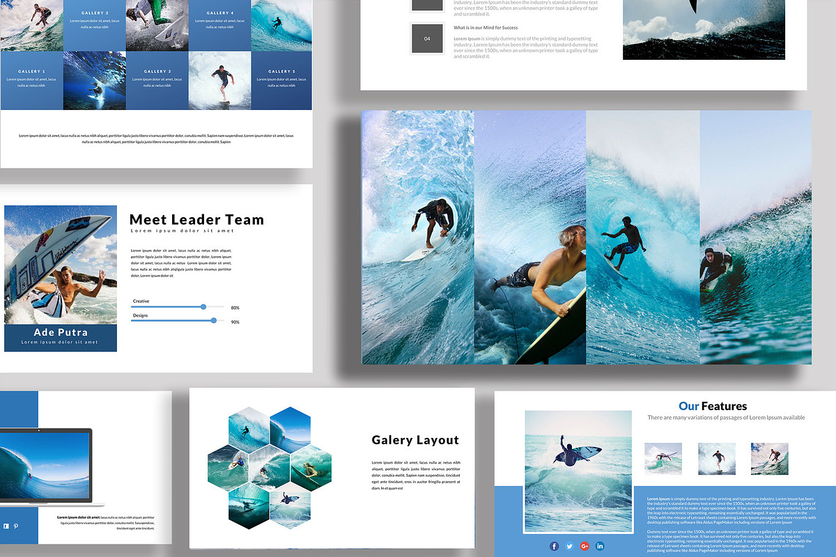 Aqua Surfing Google Slides, a Presentation Template by Infinity Vector Studio (Photo 1 of 5)