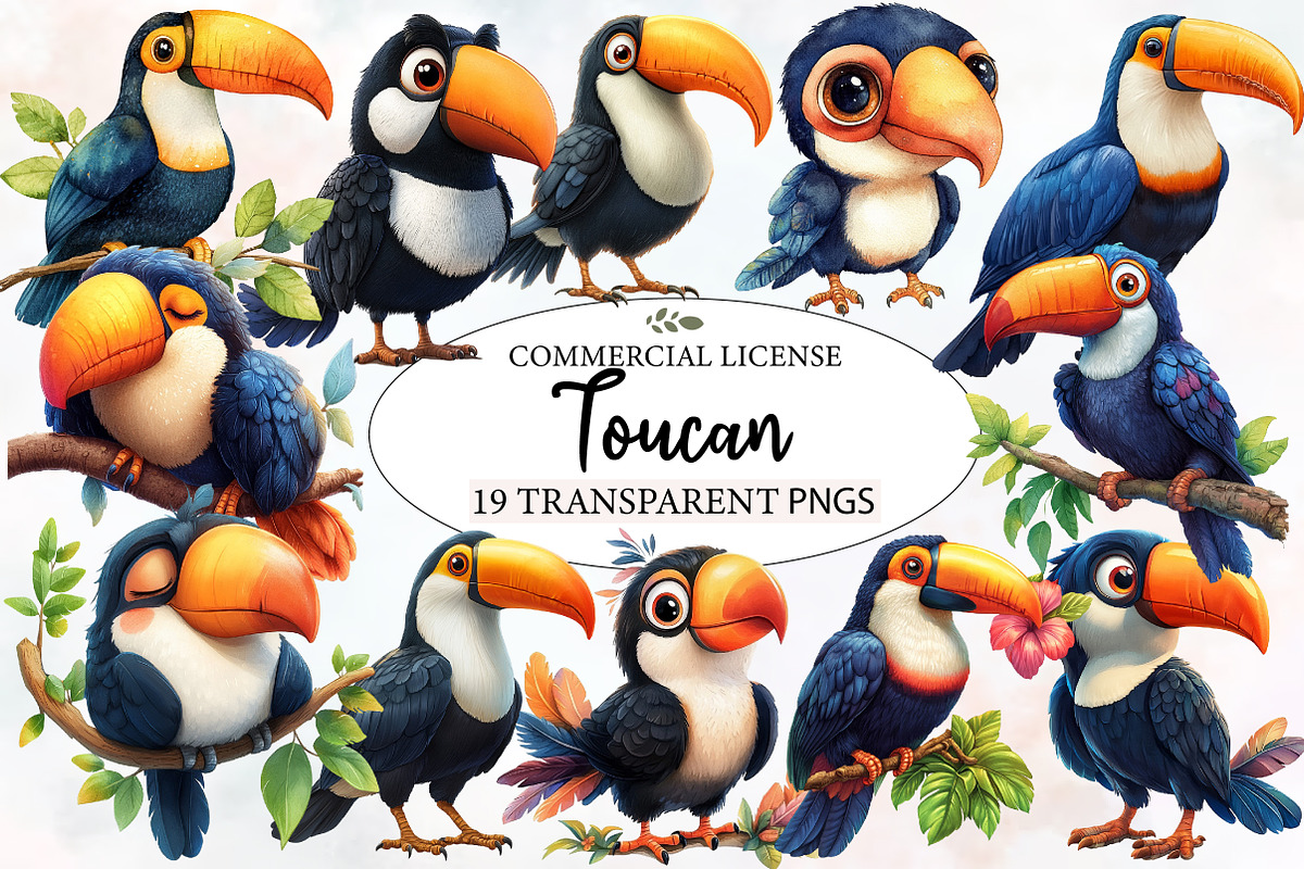 Toucan Watercolor Clipart, an Illustration by Designworld (Photo 1 of 6)
