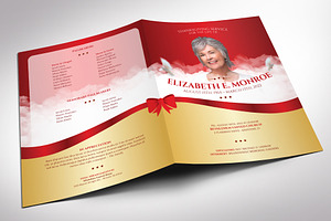 Red Ribbon Tabloid Funeral Program