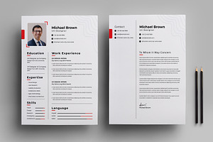Red Resume Template, a Resume Template by MightyDesign
