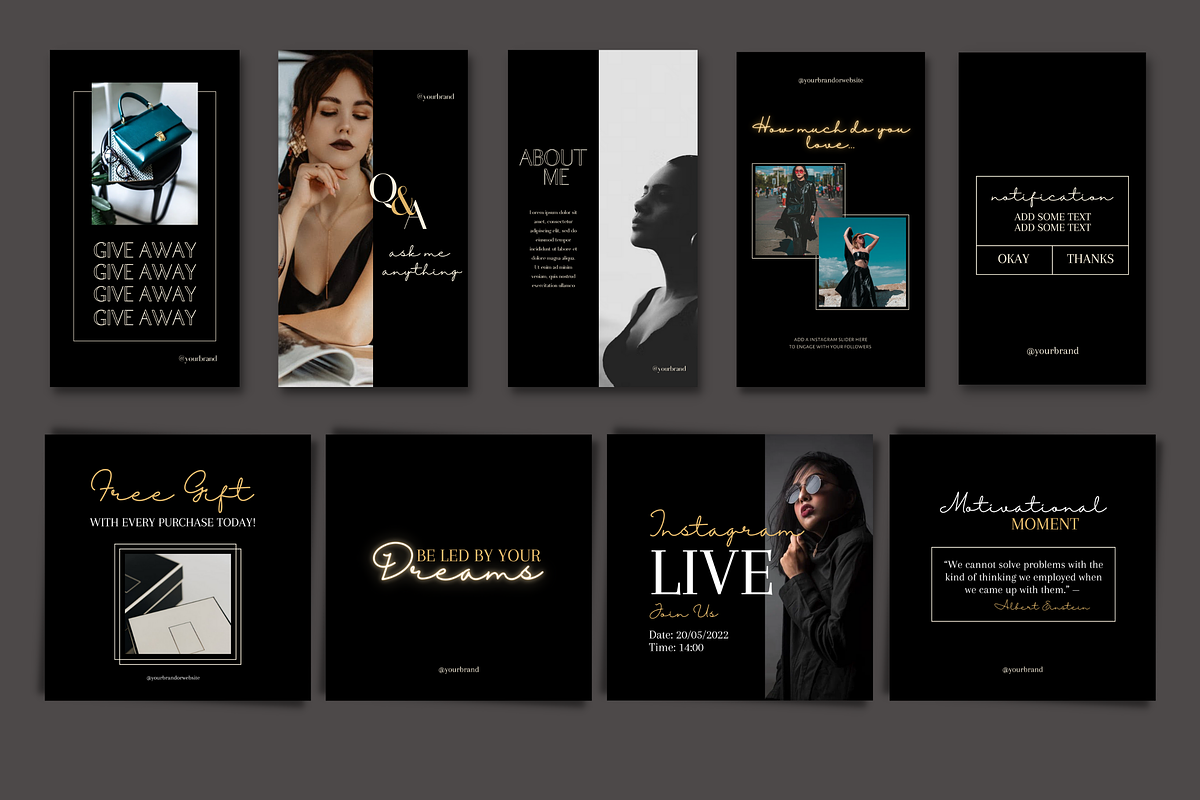 Luxe Dark Minimal Instagram Template, a Social Media Template by Faytemplates (Photo 6 of 10)
