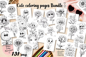 Summer flowers Coloring pagess, a Decorative Illustration by ElenazlataArt