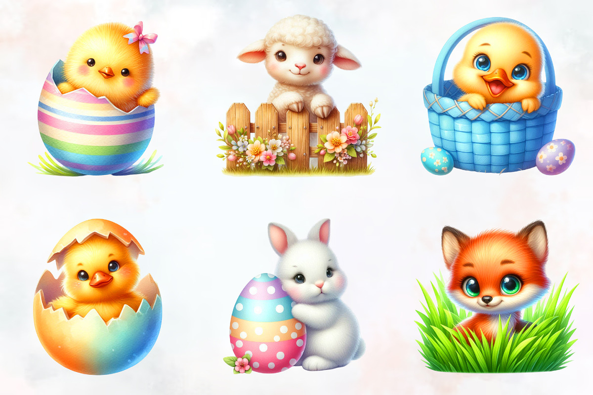 Cute Peeking Easter Animals Clipart, an Illustration by RobertsArt (Photo 7 of 7)