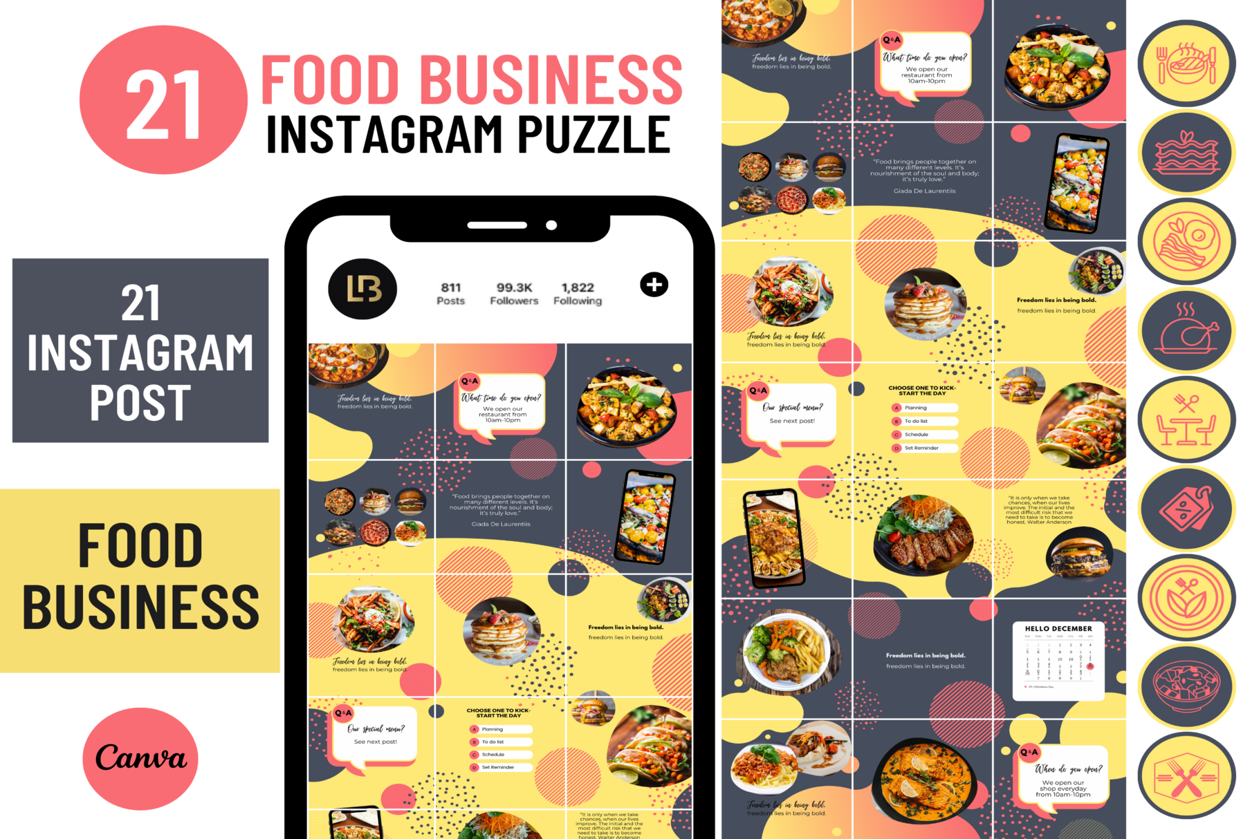 Food Instagram Puzzle Grid Template, a Social Media Template by LushBury