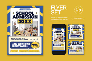 Blue School Admission Flyer Set, a Flyer Template by graphicook