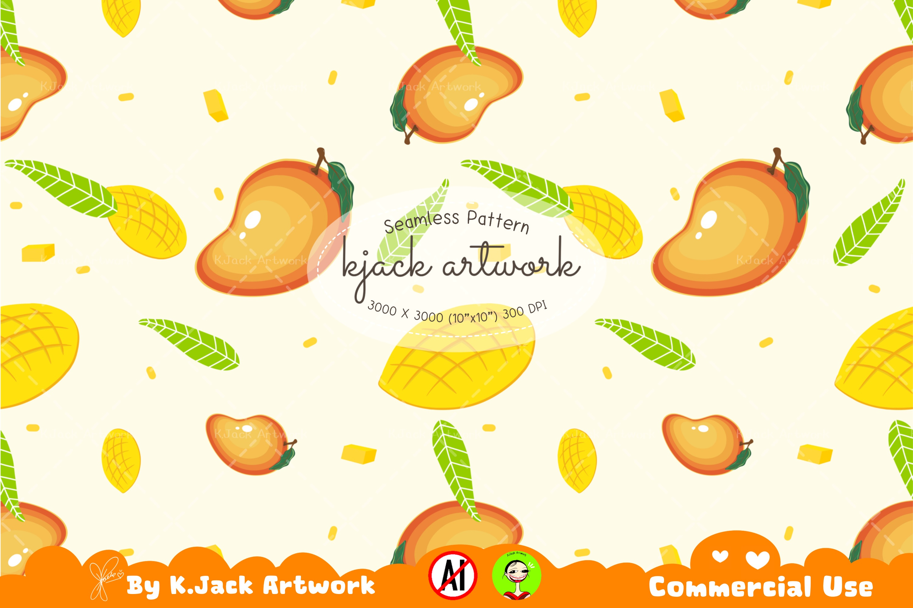 Cute Mango Pattern Seamless, a Background Graphic by K.JackArtwork