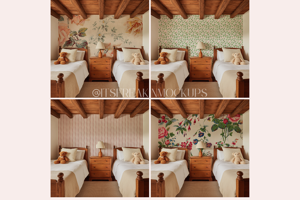 Bedroom Wallpaper Mockup Bundle, a Household Mockup by ItsFreakinMockups (Photo 6 of 8)